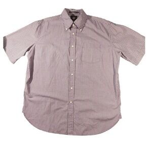 Victorinox Shirt Mens XL Purple Check Short Sleeve 100% Cotton Button Up Casual